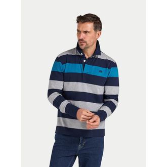 Raging Bull Long Sleeve Contrast Stripe Rugby Shirt in Cobalt at Nordstrom, Size Xxx-Large