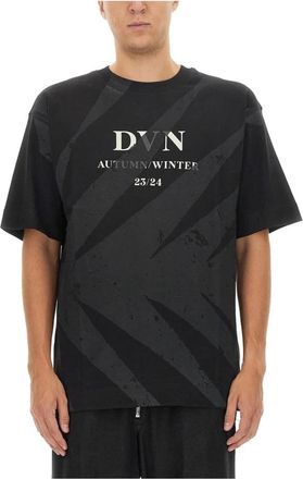 Dries Van Noten Grafisch Print Katoenen T-shirt - Heren - T-shirts - Zwart - L - Katoen - Tops