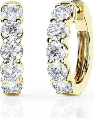 Grown Brilliance 2.00 Carat Round Lab Grown Diamond Huggie Hoop Earrings