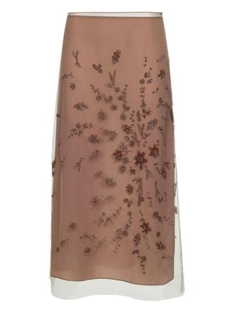 Fendi Midi-rok verfraaid met bloemen - F0QA6 PINK