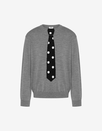 Moschino Extra-fine merino wool pullover with intarsia - Grey