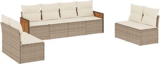 vidaXL Vidaxl - Juego De Sof&aacute;s De Jard&iacute;n Con Cojines Beige 8 Pzas Rat&aacute;n Pe