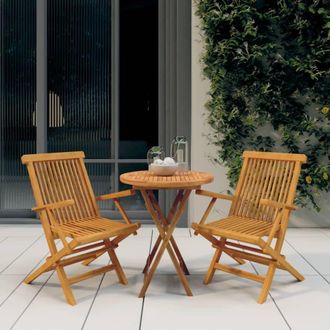 Berkfield Home 3 Piece Garden Dining Set Solid Wood Teak in Brown