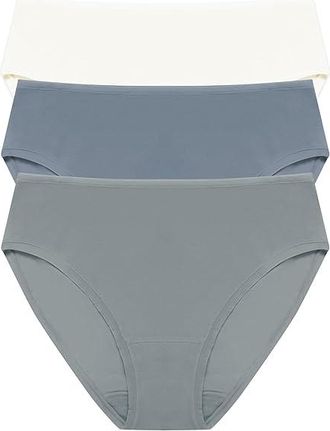 Natori Bliss Bare Cotton Hipster 3-Pack Womens Underwear Seaglass/Country Blue/Ivory : XXL (Womens 20), Cotton/Elastane/Lycra
