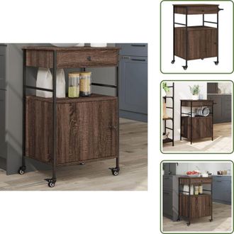 vidaXL Carrello da cucina con ruote - vidaXL Carrello Cucina Rovere Marrone 56x43x89,5 cm Legno Multistrato - Carrello da cucina con piedini