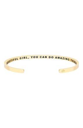Mantra Beautiful Girl, You Can Do Amazing Things (within) bracelet in Yellow Gold at Nordstrom