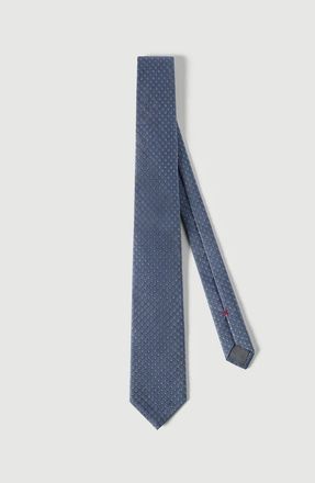 Brunello Cucinelli Silk tie with geometric pattern in Denim at Nordstrom
