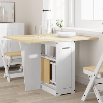 Berkfield Home Butterfly Dining Table Foldable Corona White Solid Wood Pine