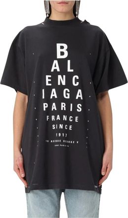 Balenciaga Multicolor Eye Chart Grafische Tee - Dames - T-shirts - Zwart - S - Katoen - Tops
