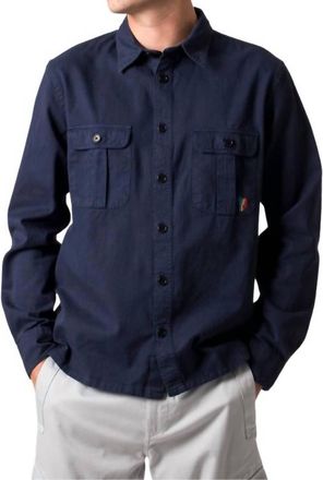 Paul Smith Broad Stripe Zebra Logo Pocket Shirt In Navy