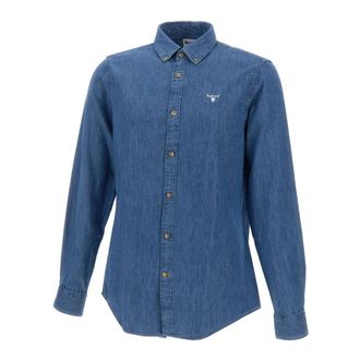 Barbour Denim Shirts, male, Blue, Size: XL Denim Crest Tailored Shirt