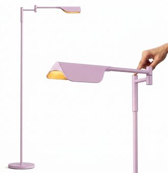 Brightech Leaf 53 Modern Pharmacy Swing Arm Floor Lamp with Adjustable LED Reading Shade, Matte Pink