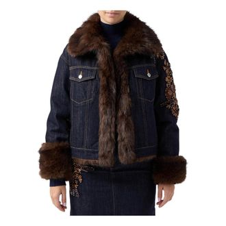 Ermanno Scervino Giubbotto interno e cristalli - Dames - Jassen - Blauw - S - Katoen - Jassen