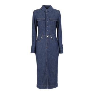 7 For All Mankind Maxi Abito Halona - Dames - Shirt Kleedjes - Blauw - M - Kleedjes