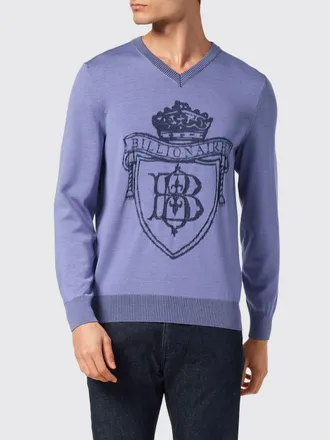Billionaire Boys Club Maglia con scollo a V in lana e seta con stemma jacquard