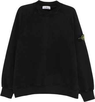 Stone Island Sweatshirt met hoge hals - Heren - Sweatshirts & Hoodies - Zwart - Maat: XL Katoen