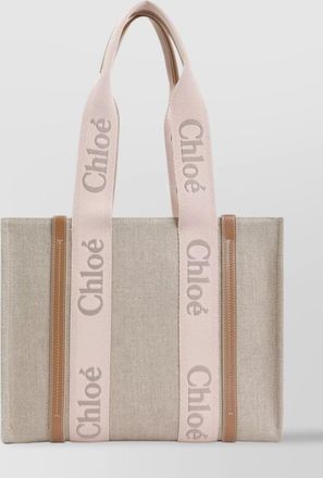 Chlo&eacute; woody medium linen shoulder bag
