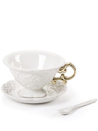Seletti Wares embossed-baroque tea cups (set of two) - unisex - Porcelain - One Size - White