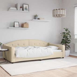 vidaXL Sof&aacute; Cama Sin Colch&oacute;n Tela Crema 100x200 Cm Vidaxl