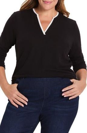 Nic+Zoe Double Layer Long Sleeve Jersey Top in Black Onyx at Nordstrom Rack, Size 1 X