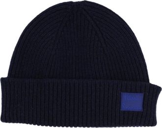 Paul Smith Blue Ribbed Knit Cashmere-Merino Blend Hat