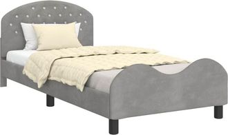 vidaXL Cama Para Ni&ntilde;os Con Cabecero Gris Claro 90 X 200 Cm Terciopelo Vidaxl
