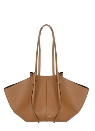 Yuzefi Spacious Pebbled Leather Tote Bag With Adjustable Handles