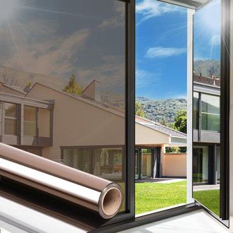 No Brand L&aacute;mina Autoadhesiva Efecto Espejo Para Ventanas - 40x100 Cm - Marr&oacute;n Plateado
