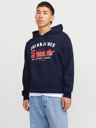Jack & Jones JJELOGO SWEAT HOOD 2 COL 24/25 NOOS, mit Logo Print
