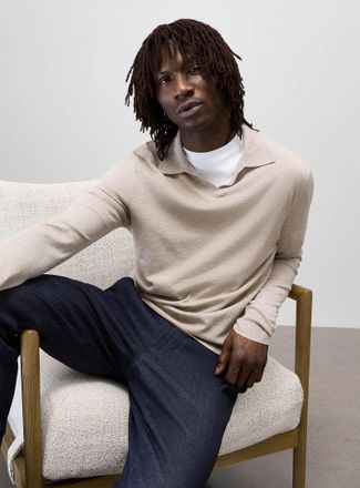 Le 31 Mens Johnny collar minimalist sweater