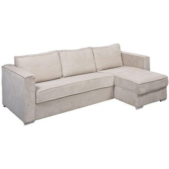 Vente-Unique Vente-unique - Divano letto angolare ribalta angolo rever. Letto doghe larghe 140 Mater. 14 in Velluto a coste Beige - loreto