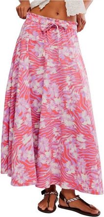 Free People Zephyr Print Convertible Bustle Maxi Skirt in Coral Combo at Nordstrom, Size X-Large
