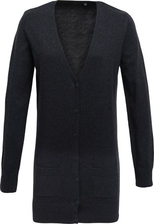 Premier Dames/Dames Longline V Hals Gebreid Vest (Houtskool)