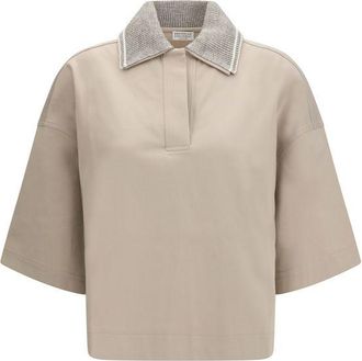 Brunello Cucinelli Beige Cotton Polo Womens Shirt