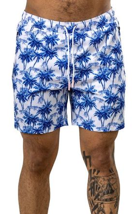 Maceoo Swim Marthyr Print Swim Trunks in Blue at Nordstrom, Size 5