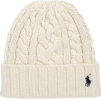 Polo Ralph Lauren Recycled Cable Beanie in Chic Cream at Nordstrom