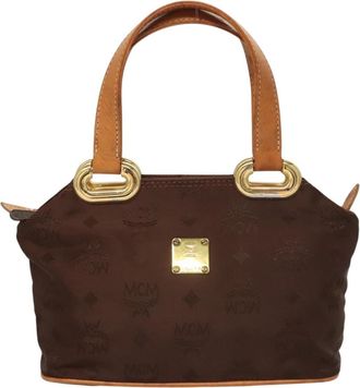 MCM Visetos Handbag Nylon Brown Nylon Handbag (Pre-Owned)