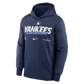 Nike New York Yankees 2026 Postseason Authentic Collection Nike Mens Therma-FIT MLB Pullover Hoodie in Blue | NKAQ44BNKW-D28