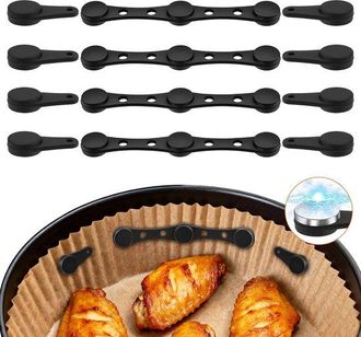 OEM Imanes Para Papel De Hornear - Hebillas De Silicona - Para Freidora De Aire - Evitan Que Se Muevan - 12 Piezas - Negro