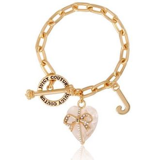 Juicy Couture Heart Stone & J Charm Bracelet in Clear at Nordstrom, Size 7.5