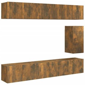 vidaXL Vidaxl - Set De Muebles De Tv 7 Pzas Madera Contrachapada Roble Ahumado