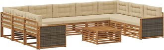 vidaXL Conjunto De Sof&aacute;s De Exterior 10 Uds. Natural Y Beige Vidaxl