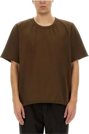Uma Wang Camiseta de cuello redondo de corte relajado con detalles de borde crudo - Tops - Hombre - Marr&oacute;n - S