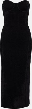 Galvan Titania strapless velvet midi dress