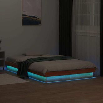 vidaXL Vidaxl - Giroletto led Marrone Cera 140x200 cm in Legno Massello di Pino