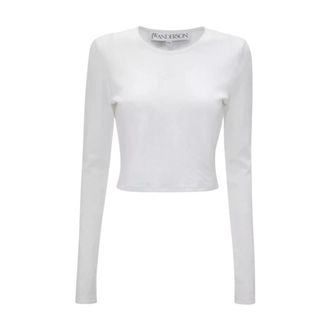 J.W.Anderson Witte Katoenen Logo Top - Dames - Longsleeves - Wit - M - Katoen - Tops