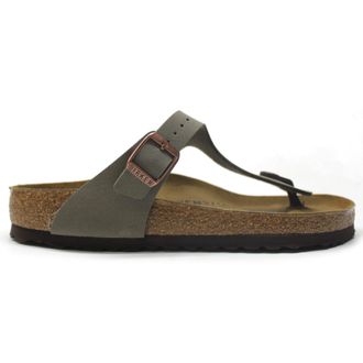 Birkenstock Gizeh Birko-Flor Nubuck Womens Toe Post Sandals - Stone - Size:UK 5.5