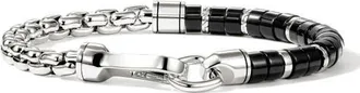John Hardy Mens Heishi Sterling Silver Chain Bracelet in Onyx at Nordstrom, Size X-Large