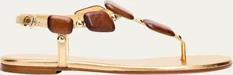Gianvito Rossi Beaded Nappa Metallic Leather Thong Sandals
