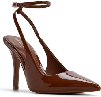 Aldo Nikoletta Pointed Toe Ankle Strap Pump in Camel at Nordstrom, Size 8.5